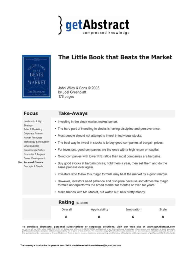 The Little Book That Beats The Market Greenblatt en 6222