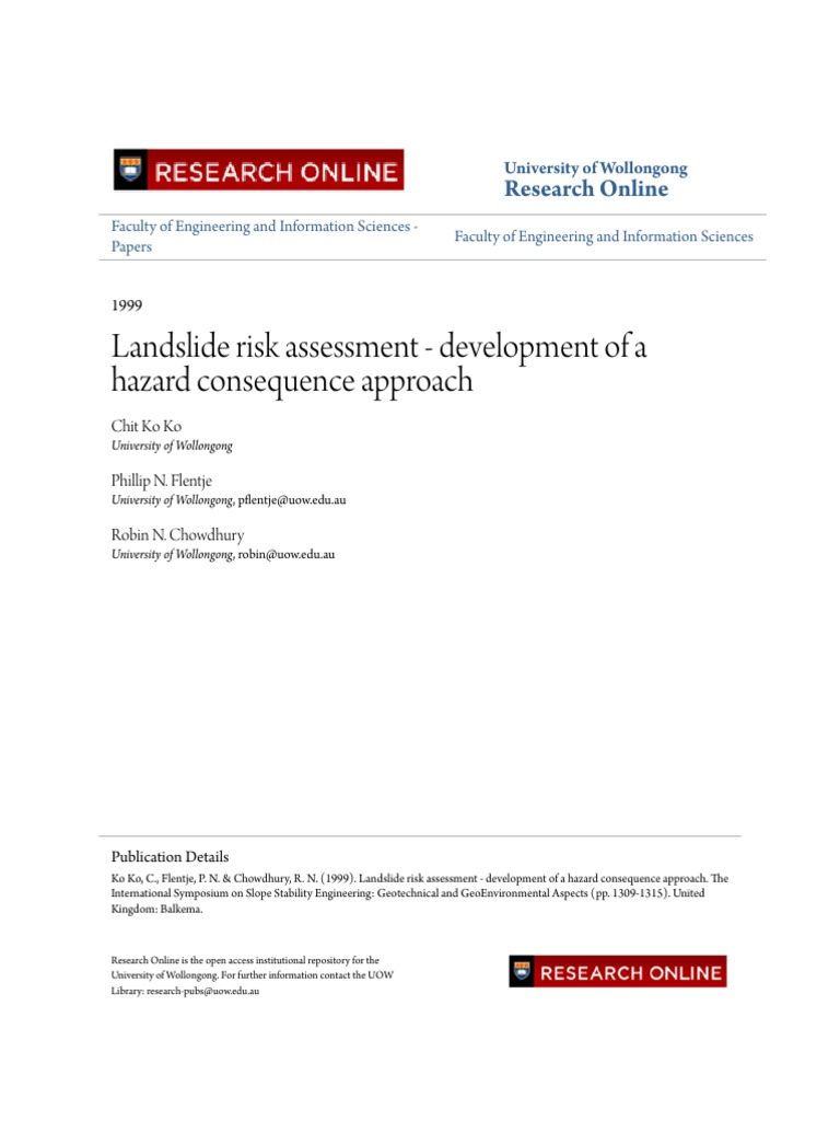 Landslide Risk Assessment Methodology | PDF | Risk Assessment | Risk