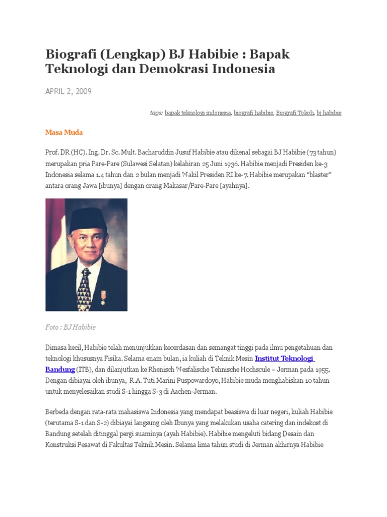 Tugas Sejarah Biografi Bj Habibie