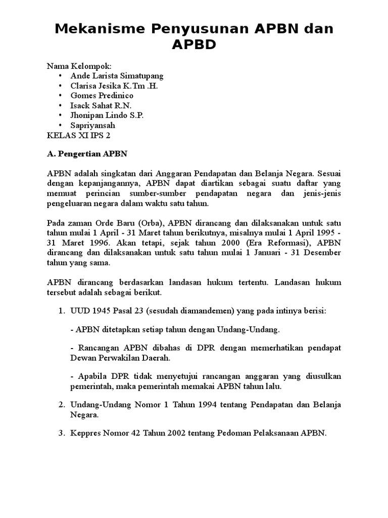 Mekanisme Penyusunan APBN Dan APBD