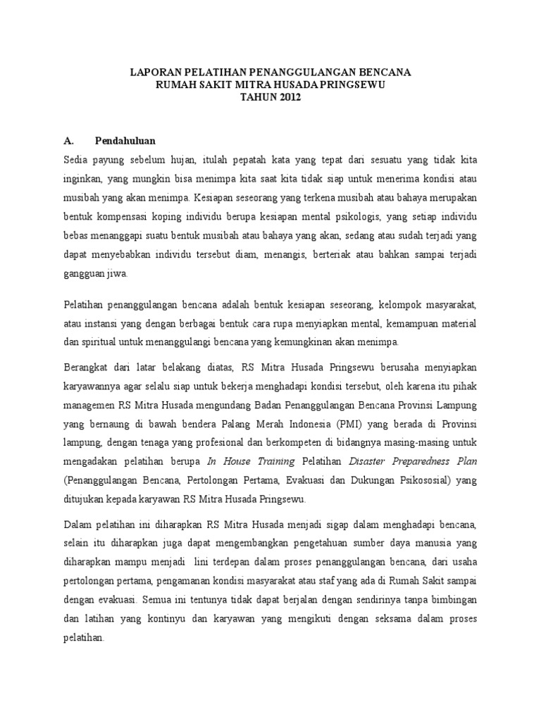 Pelatihan Penanggulangan Bencana RS Mitra Husada | PDF | Karier ...