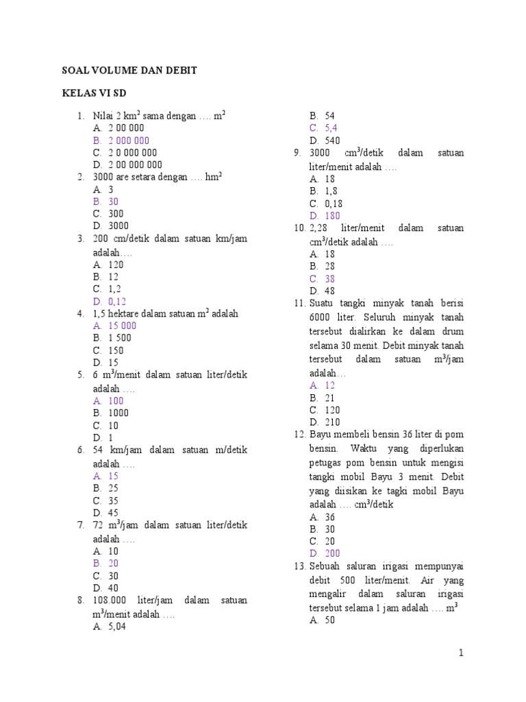 Soal Debit Kelas 5 Sd - Materi Siswa