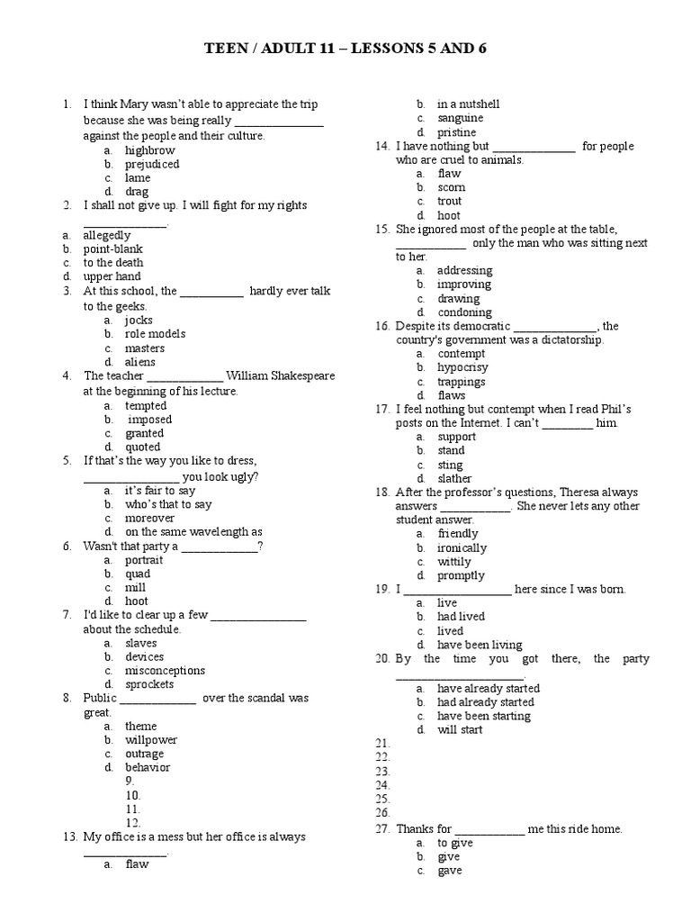 Master 2 - Lessons 5 and 6 | PDF | Home & Garden