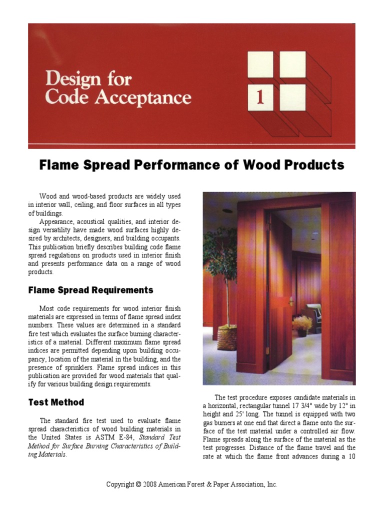 DCA 1 Flame Spread Performance of Wood Products Plywood Wood