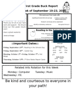 Be Kind and Courteous To Everyone in Your Path!: The First Grade Buck Report For The Week of September 19-23, 2016