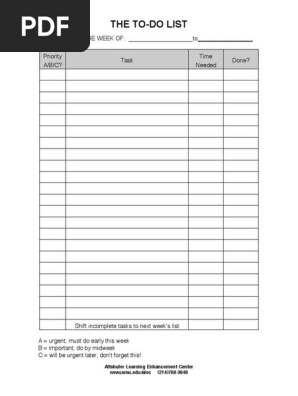 To-Do List - Weekly