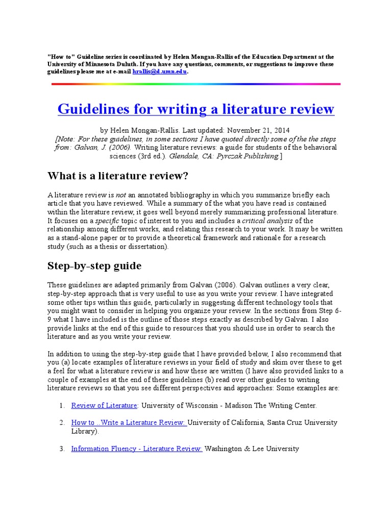 Can a literature review be a 