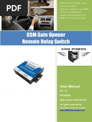 Rtu5024 Gsm Gate Opener User Manual