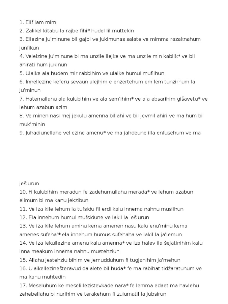 Sura Bekare Transkripcija | PDF