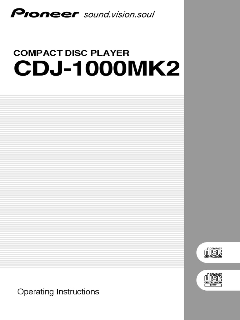 Pioneer CDJ-1000MK2 Manual | Disc Jockey | Compact Disc