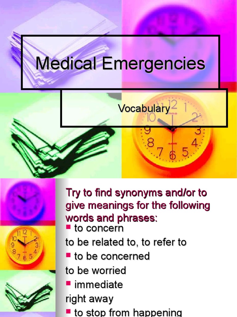 Medical Emergencies Vocabulary First Aid Diseases And Disorders