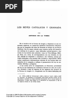 De La Torre, Antonio, Los Reyes Católicos y Granada