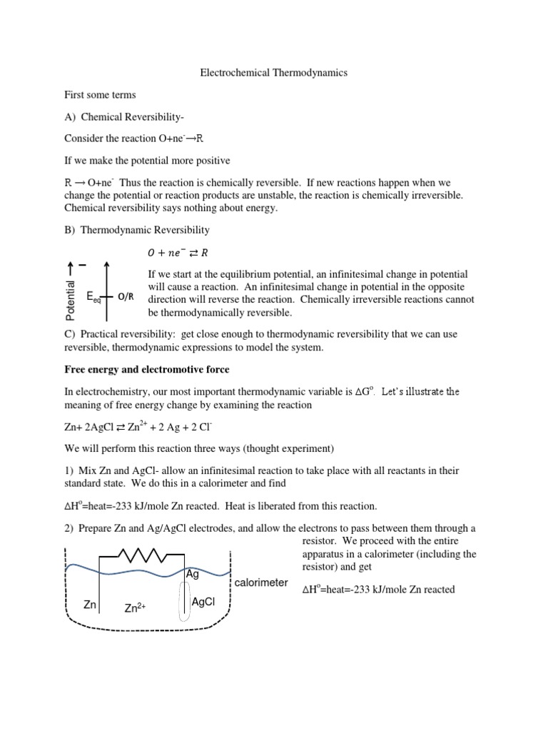 E-Chem Lectures 2 Electrochemical Thermodynamics PDF | PDF | Redox ...