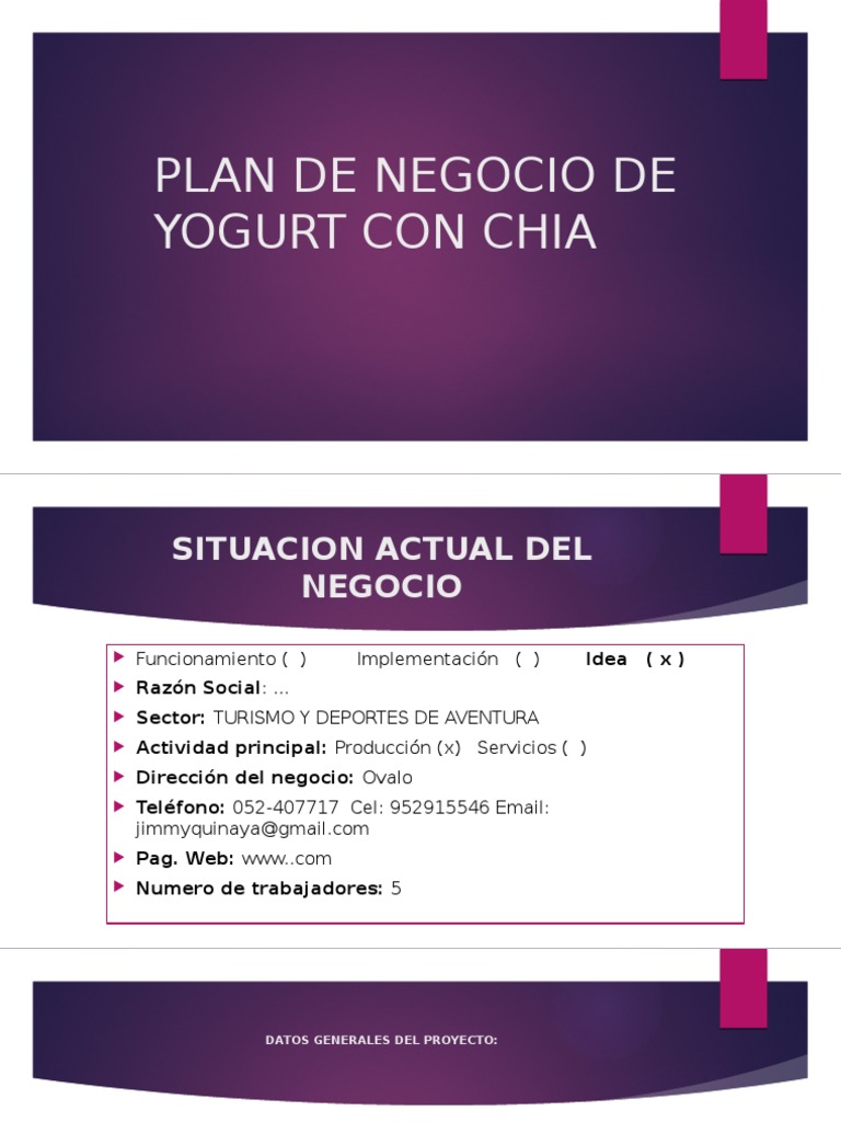 Plan de Negocio de Yogurt Con Chia | PDF | Producto (Negocio) | Proteínas