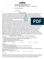 Avaliação de Ciências sobre o Ciclo da Água