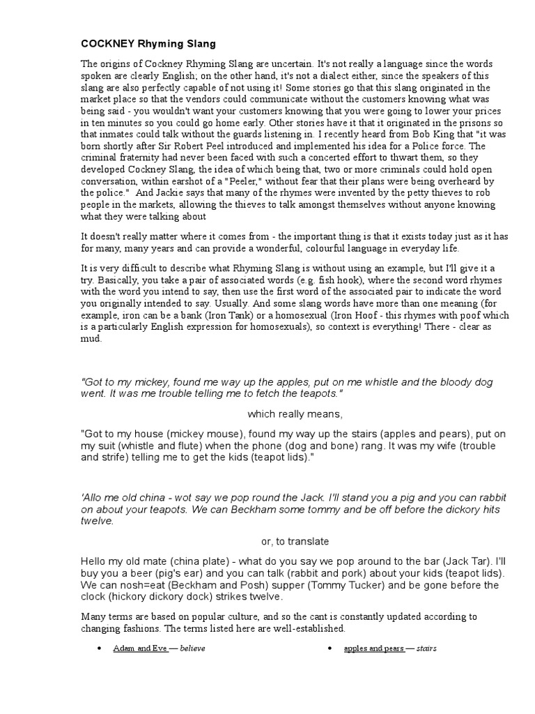 Cockney accent essay picture