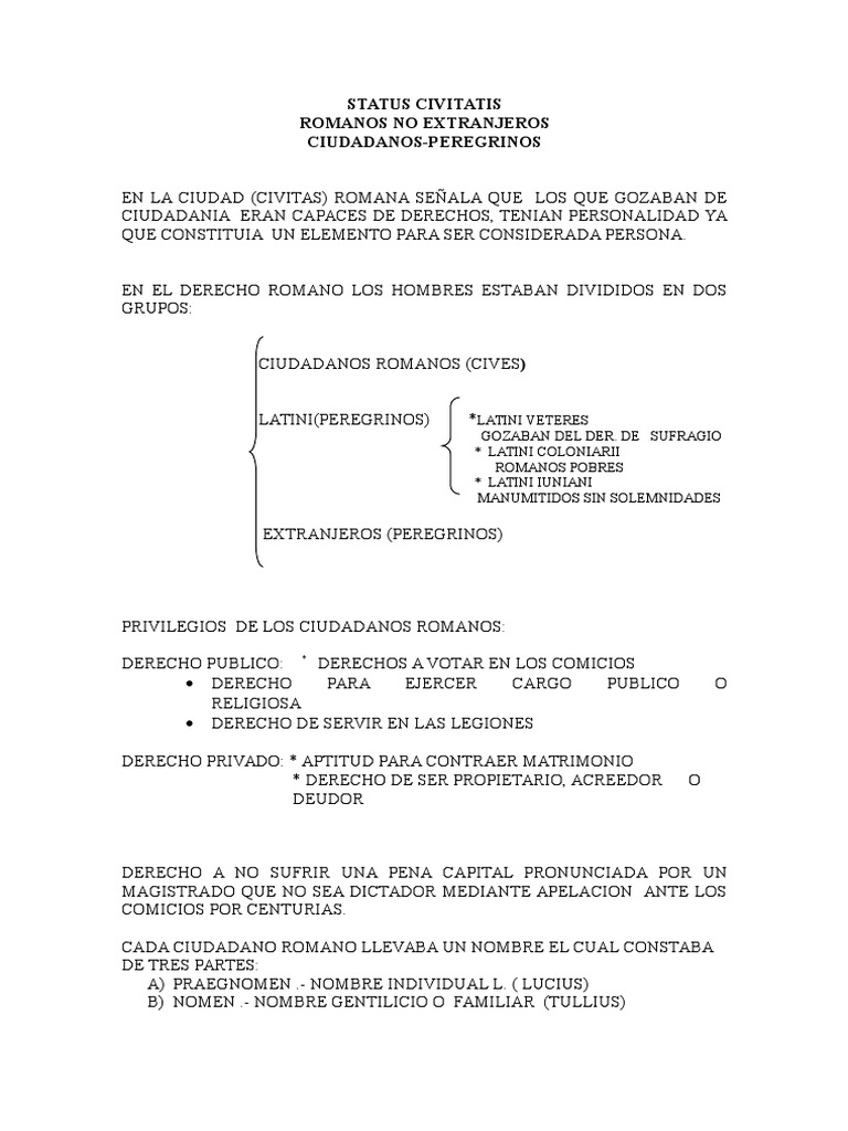 Status Civitatis Derecho Romano | PDF | Ley romana | Justicia