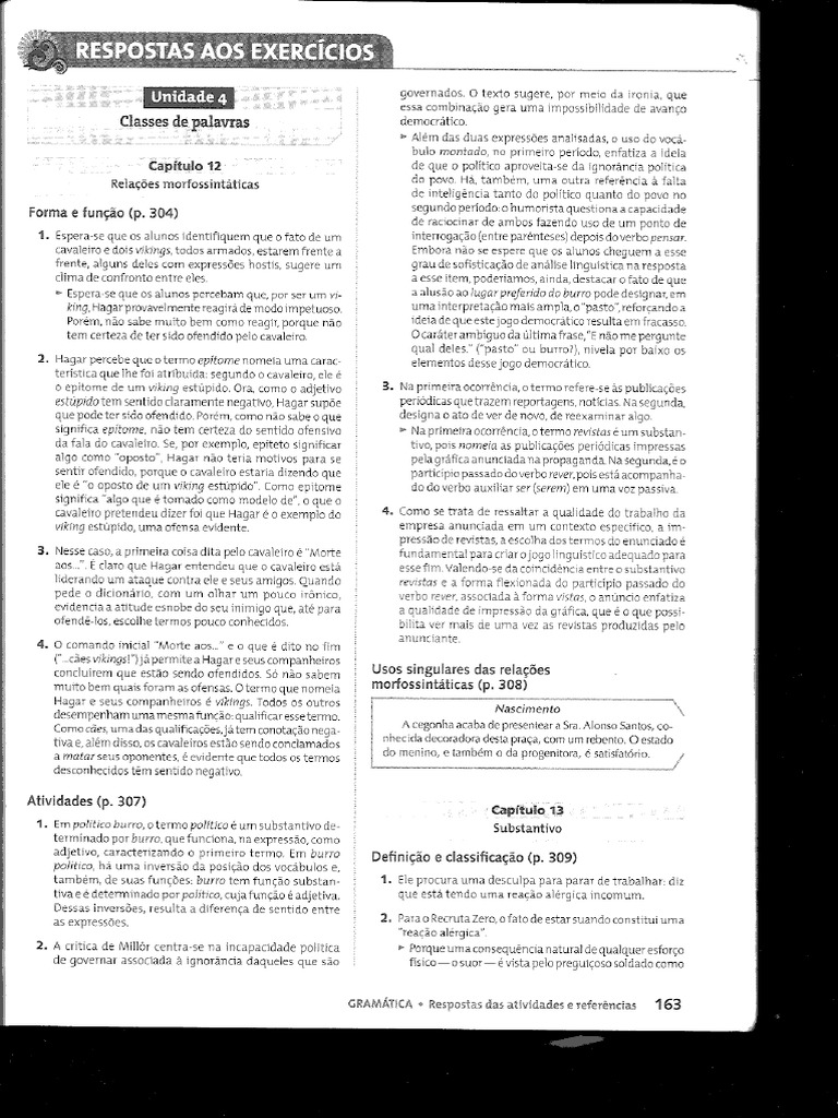 Português Contexto Interlocução e Sentido Volume 1 Respostas | PDF