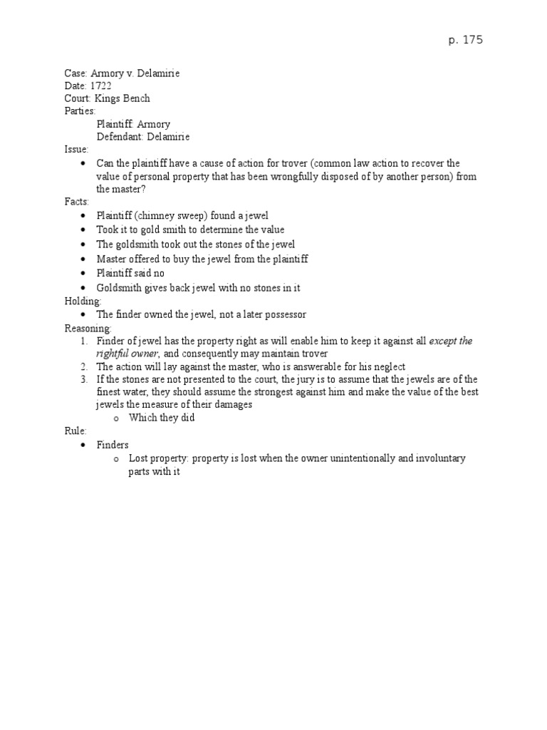 Rightful Owner And Consequently May Maintain Trover Pdf Law