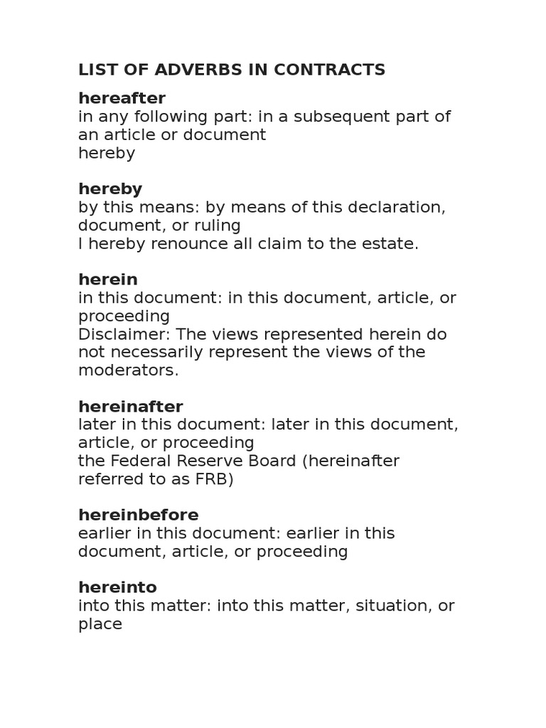 Legal Adverbs in Contracts | PDF | Taxes | Government