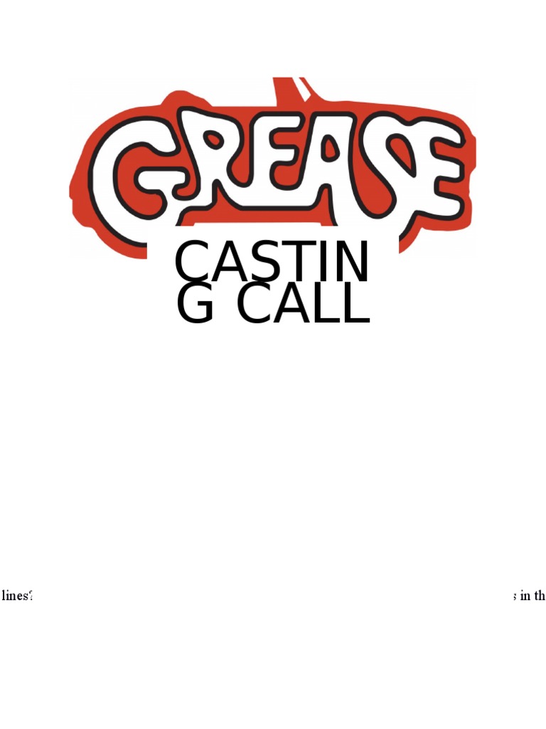 Grease Audition Call PDF