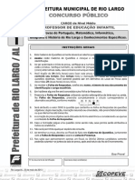 Copeve Ufal 2010 Prefeitura de Rio Largo Al Professor Educacao Infantil Tipo 1 Prova