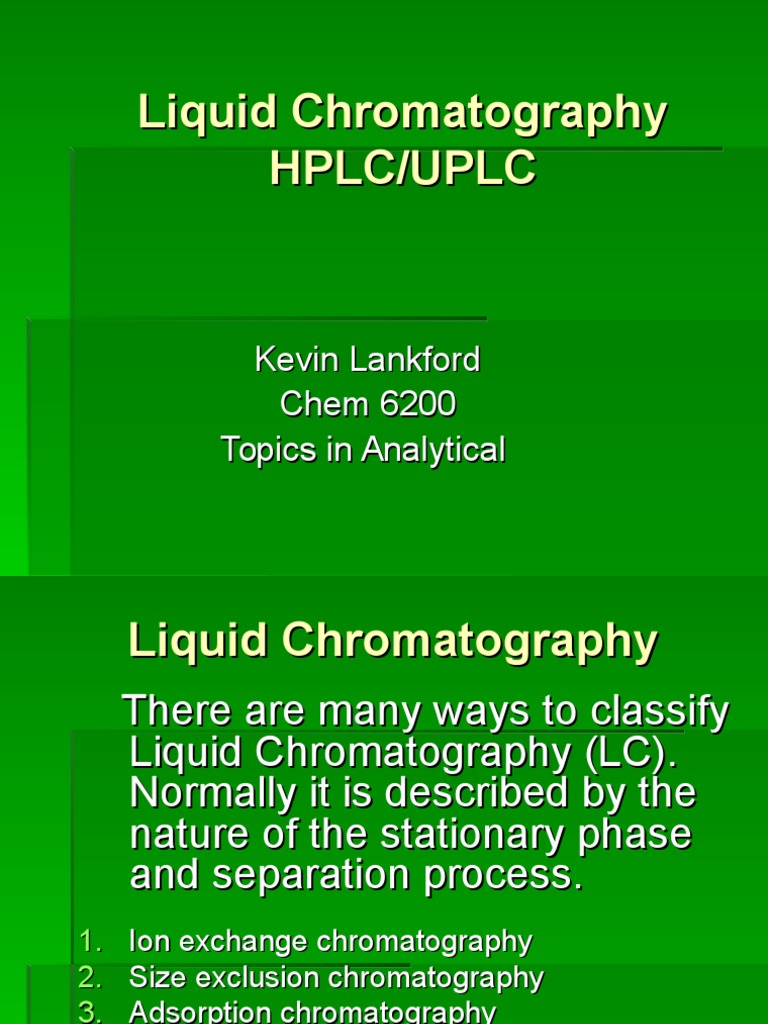 Liquid Chromatography HPLC/UPLC PDF High Performance Liquid