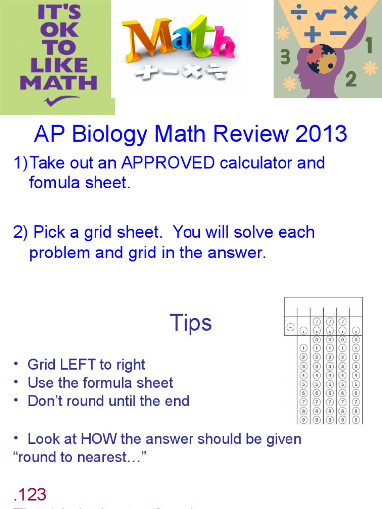 AP Biology Math Review 2013 | PDF | Primary Production | Solution