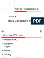 Basic C Programming Concepts: Variables, Types, Values, Casting & Constants