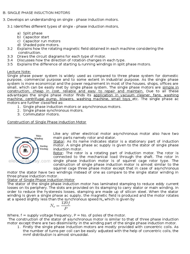 Understanding Single Phase Induction Motors | PDF | Electromagnetic ...