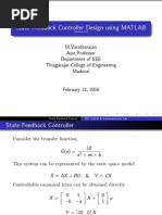 State Feedback Controller Design Using MATLAB