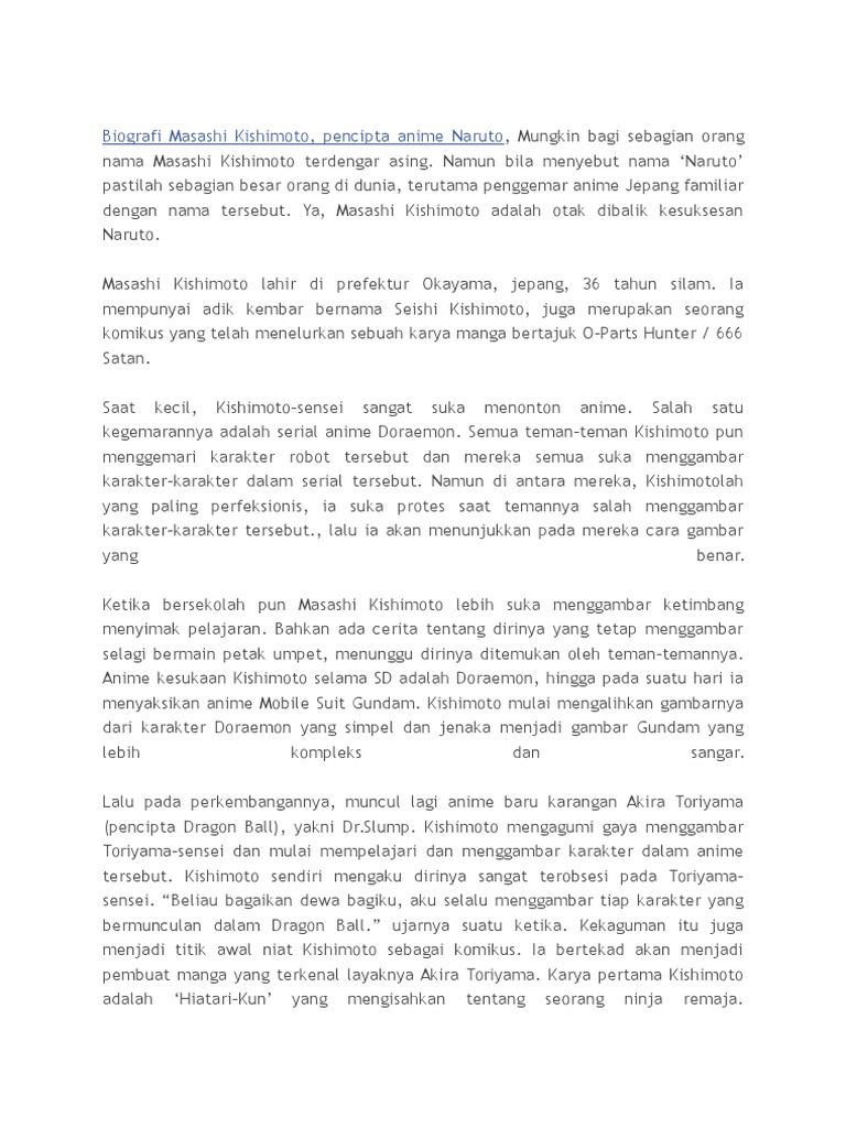 Biografi Masashi Kishimoto | PDF