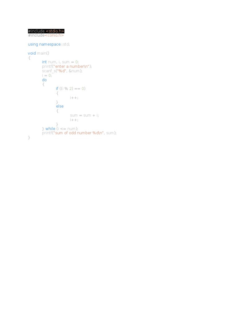 Summing Odd Numbers Using a Do-While Loop in C++ | PDF