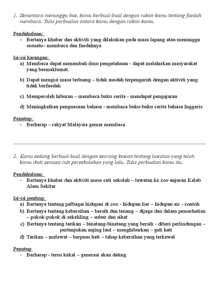 Contoh Karangan Perbualan Tentang Belajar Di Sekolah