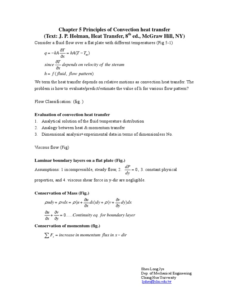 Convection Heat Transfer Principles | PDF | Boundary Layer | Fluid Dynamics