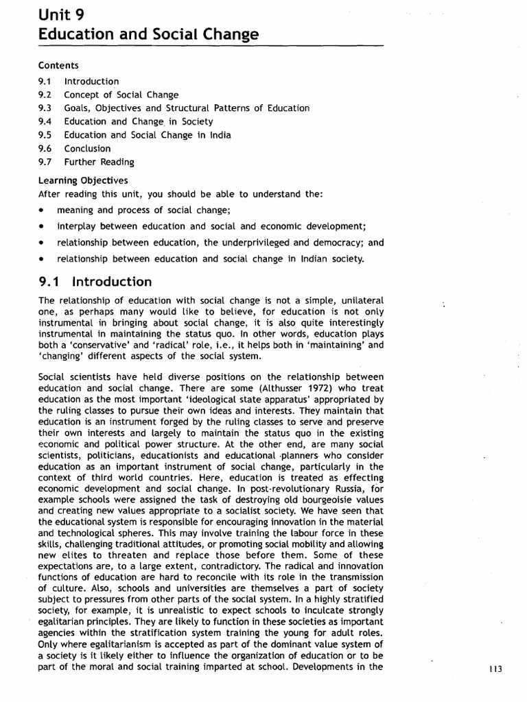 Education's Role in Social Change | PDF | Society | Social Stratification