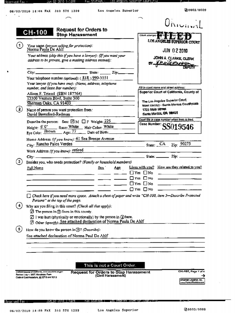 Protection Order (Affidavit)