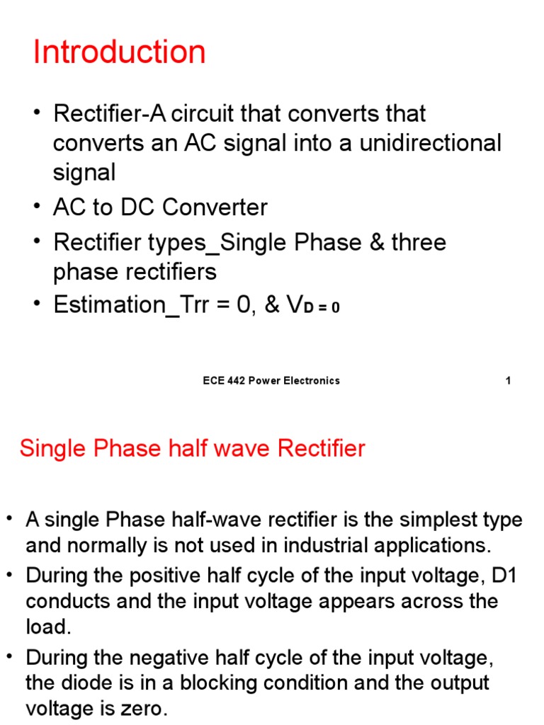 Power Electronics Single-Phase Half-Wave Rectifier. | PDF | Rectifier