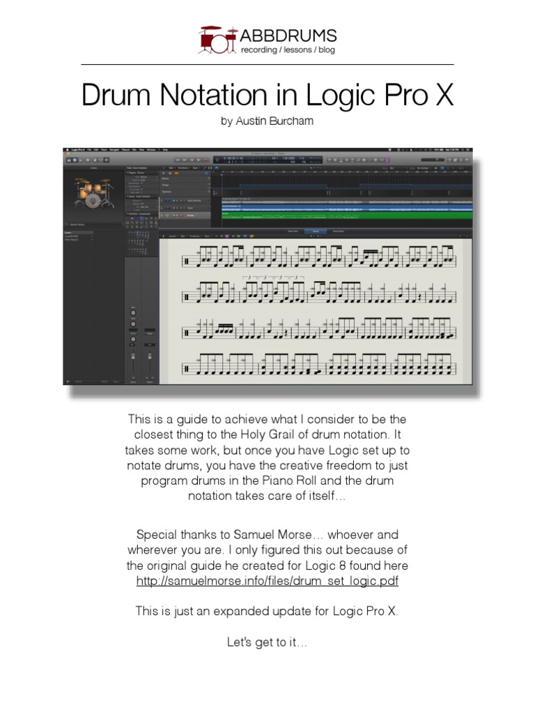 Drum Notation in Logic Pro X PDF Drum Kit Musical Instruments