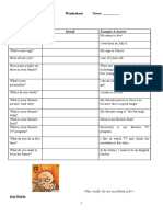 Self-introduction worksheet for personal details