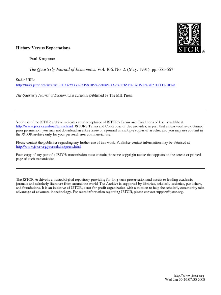 06krugman QJE1991 | PDF | Labour Economics | Economic Equilibrium