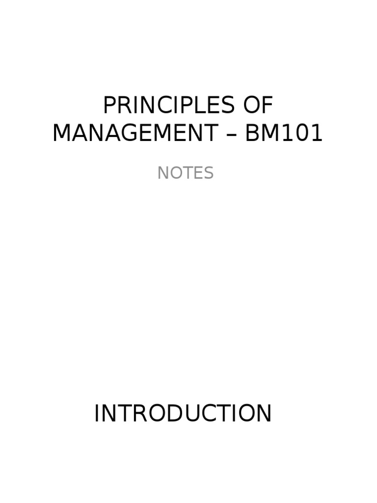 Principles of Management - BM101 | PDF | Strategic Management | Goal