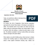 Republic of Kenya National Government Spokesman Press Release