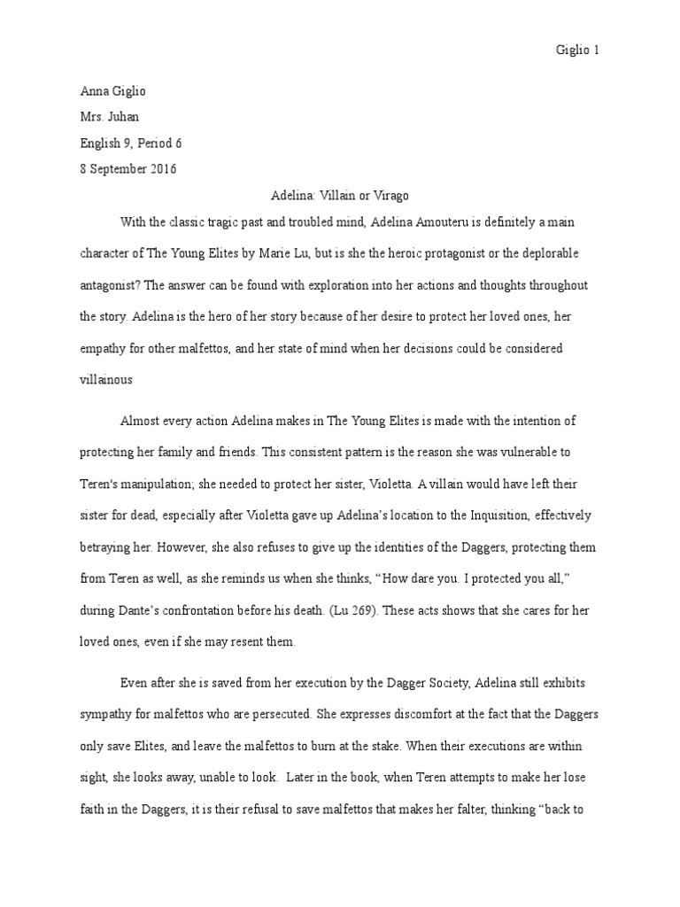 The Young Elites Essay Hero Or Villain Type 4 Hero Anger