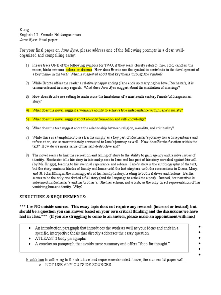 Jane Eyre Essay Jane Eyre