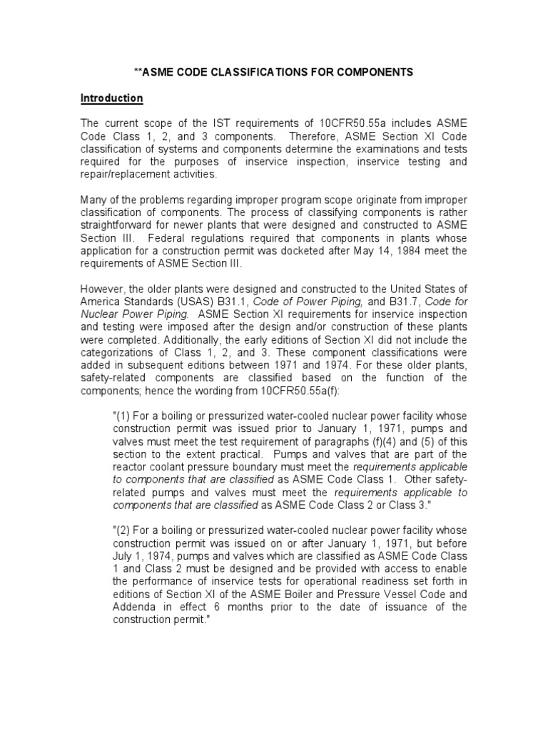 ASME Code Classifications Guide | PDF | Nuclear Regulatory Commission ...
