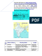 Rivers in India - State Wise PDF Notes For Static GK Bank Exams