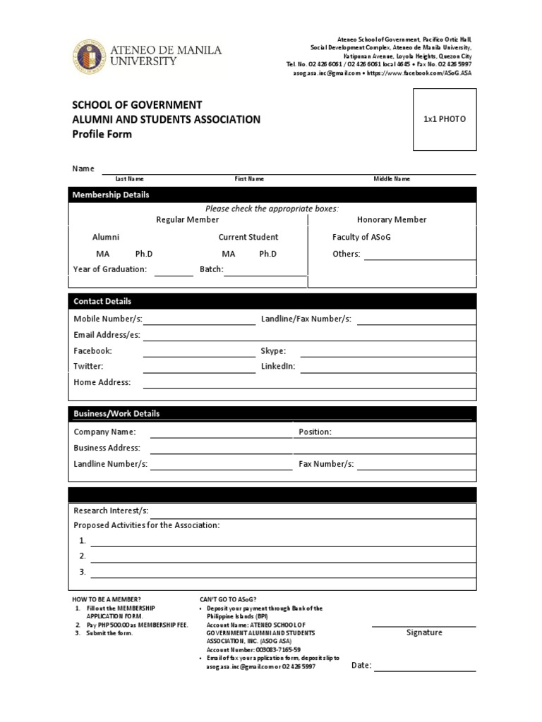 ASoG Alumni and Students Association Form | PDF
