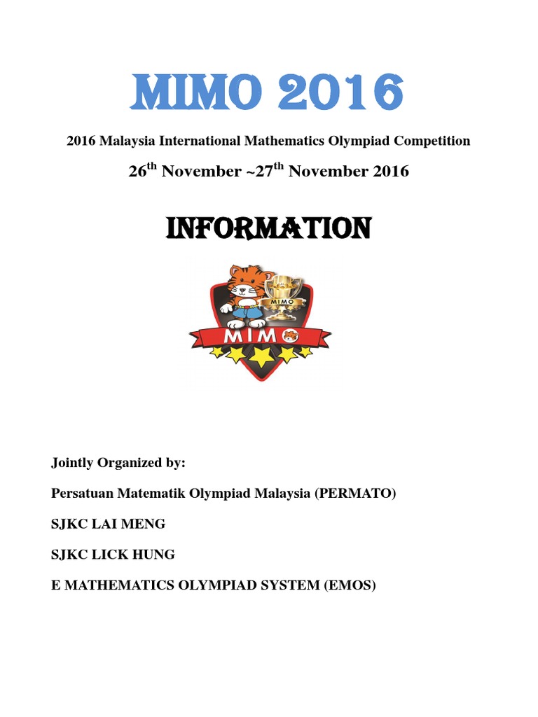 MIMO 2016: Malaysia Math Olympiad | PDF | Email | Teaching Mathematics