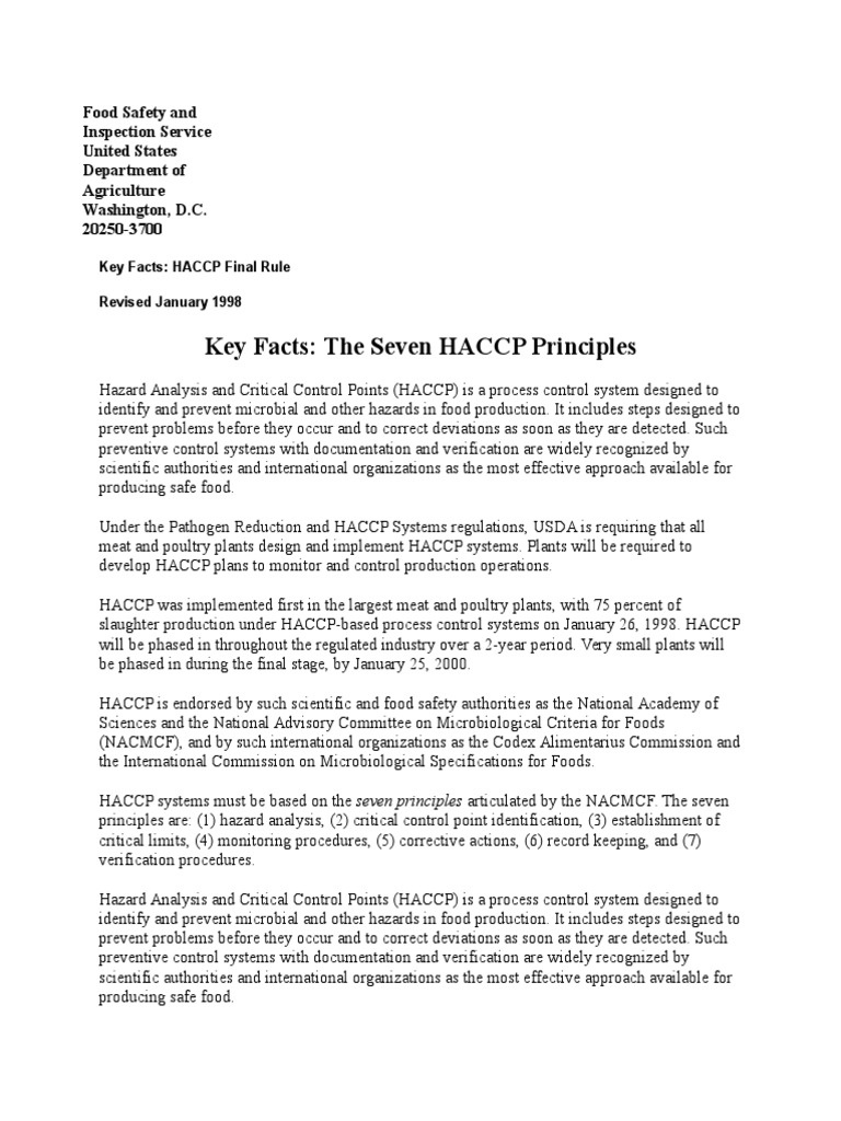 HACCP Principles for Food Safety Compliance | PDF | Hazard Analysis And ...